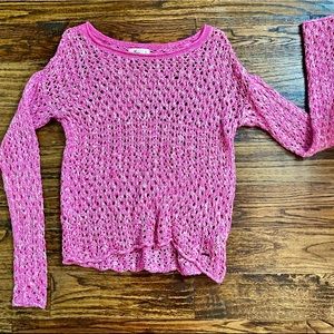 Pink Hollister Crochet Knit Sweater - Size small